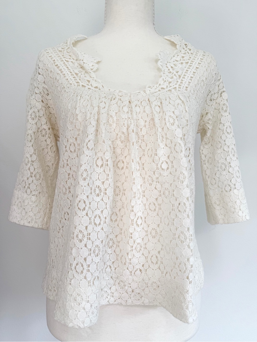 Anthropologie Lace Crochet Blouse Boho Romantic Cottagecore Top Size S